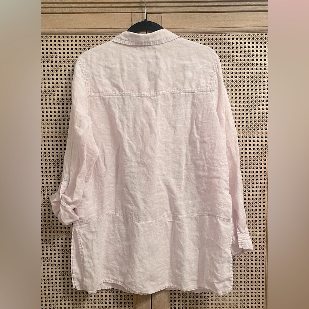 Tahari Light Pink Linen Button-Up Tunic - Picture 8 of 11